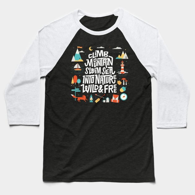 Climb mountain swim sea Baseball T-Shirt by wharton